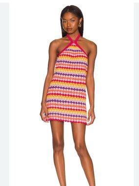 SUNDRESS (Revolve) Halter Crochet Mini Dress
